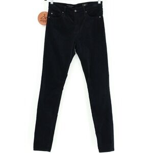 AG Adriano Goldschmied Womens 28R Black Velvet High-Rise The Farrah Skinny Jeans